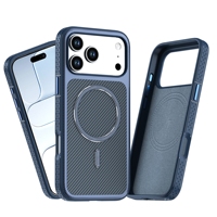 Nouvelle coque de téléphone magnétique en cuir PU à texture fibre de carbone pour iPhone 18 17 16 15 14 13, compatible avec la charge sans fil pour iPhone 17