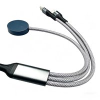 Câble de charge multi-usage 3-en-1 avec chargeur sans fil pour montre, cordon de charge rapide tressé en nylon pour téléphone, tablette, montre connectée