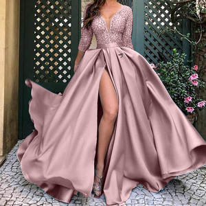 Elegante corsetto <span class=keywords><strong>con</strong></span> paillettes e scollo a V abito <span class=keywords><strong>lungo</strong></span> in <span class=keywords><strong>raso</strong></span> monospalla asimmetrico Maxi abito da sera donna <span class=keywords><strong>con</strong></span> <span class=keywords><strong>spacco</strong></span> - Product Image 2