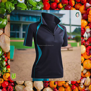 Camiseta de Mujer, Tejida, Transpirable, Antiarrugas, Antipilling, Casual, Manga Corta, con Cierre, Azul, Poliéster 220g, Personalizable - Product Image 3