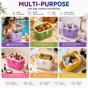 Sac de rangement pliable en silicone YC, étanche, sans BPA, avec fermeture à clip, pour la plage, les voyages et les articles de toilette - Product Image 3