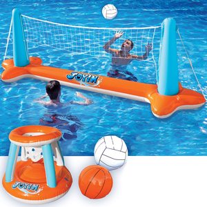 Ensemble <span class=keywords><strong>de</strong></span> flotteurs <span class=keywords><strong>de</strong></span> piscine gonflables avec <span class=keywords><strong>filet</strong></span> <span class=keywords><strong>de</strong></span> <span class=keywords><strong>volley</strong></span>-ball et paniers <span class=keywords><strong>de</strong></span> basket-ball, jouet <span class=keywords><strong>de</strong></span> jeu <span class=keywords><strong>flottant</strong></span> pour enfants et adultes - Product Image 3