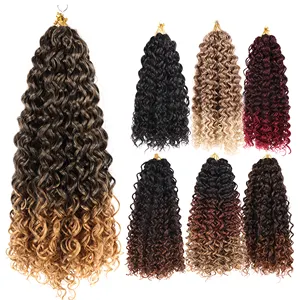 Gran oferta GOGO Wave Curl Crochet Hair Soft Deep Braid Crochet Hair para extensiones de cabello trenzado sintético