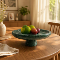 Plateau décoratif 2 pièces en marbre travertin naturel de style européen, pour fruits et pâtisseries, support à gâteau, résistant au four, pour café