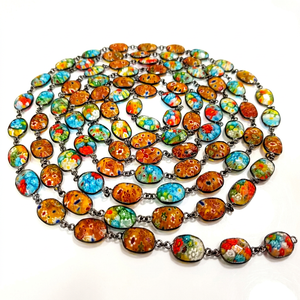 Cadena de Cuarzo Hidroquímico con Diseño Floral de Cristal Multicolor, Forma Libre, 12 a 15 mm, Conector Briolette, Se Vende por Pie - Product Image 1