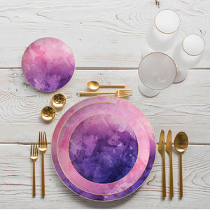 Juego de vajilla de porcelana de hueso al por mayor de fábrica, juego de cena de porcelana de color rosa, platos de postre - Product Image 2