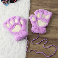 Gants demi-doigt, accessoire vestimentaire chaud en peluche, forme d'ours et de chat, mitaines, hiver