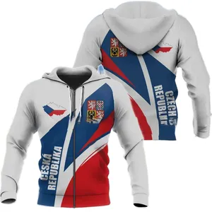 Fitspi 3d Republic Czech Flag Hoodie Unisex Casual Zipper Sweatshirts Custom Wholesale Sweatshirt Pullover Dropshipping