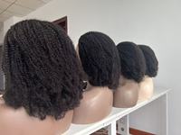Queue de cheval à cordon de serrage 3-en-1 en cheveux vietnamiens bruts non traités, bouclés afro crépus 4C, densité 250%, avec ligne de cheveux invisible, demi-perruque