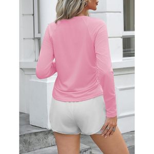 Camiseta Deportiva de Manga Larga para Mujer, Cuello Redondo, para Yoga, Running, con Orificios para Pulgares, Secado Rápido, para Otoño - Product Image 5