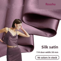 30 Momme bahan sutra asli Mulberry lebar 114 Satin Crepe polos kelas berat 100% untuk gaun Qipao celup polos