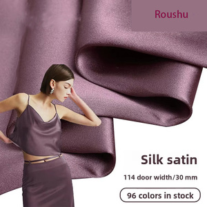 30 Momme pesi massimi in crêpe Satin 100% di larghezza 114 seta di gelso vera seta per abito Qipao tessuto tinta tinta - Product Image 3