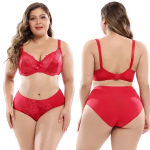 RTS 38E-48E Ensemble de soutien-gorge de marque célèbre en dentelle avec logo personnalisé pour femmes Jarretière Soutiens-gorge Grosses Femmes Vente en gros Lingerie Sexy Plus Size Under