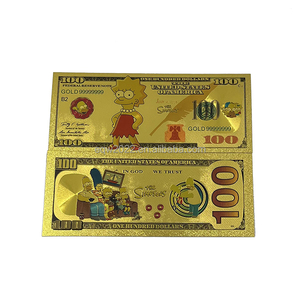 RTS envío gratis Los Simpson Tarjeta de dibujos animados de anime <span class=keywords><strong>100</strong></span> dólares 24K billete Chapado en lámina de oro con diseño personalizado - Product Image 3