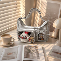 Sac à bandoulière Y2K transparent avec fenêtre, style Ita Bag, pour affichage de badges d'anime, en PVC transparent, avec nœud en ruban pour femme