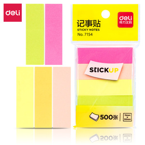 Deli Fluorescent Sticky Notes 50x15mm 5 Colors Adhesive Memo Pads Random Color Pack - Product Image 4