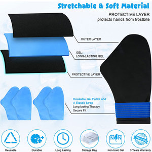 Soulagement de la douleur articulaire du poignet personnalisé Gants de thérapie de réadaptation en compresse chaude et froide réutilisables pour l'arthrite - Product Image 4