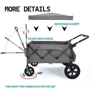 Folding <b>Camping</b> Cart 150L 4-Wheel With <b>Canopy</b> Storage Trolley Gray - Product Image 5