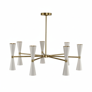 Candelabro Sputnik inspirado en mediados de siglo, lámpara LED doble, luz blanca cálida, diseño posmoderno contemporáneo minimalista para habitación - Product Image 1