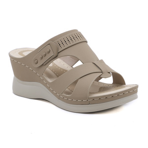 Sandales pour femmes à bout ouvert personnalisées en gros 2026, nouvelles sandales confortables décontractées à talon compensé pour l'extérieur, sandales de plage pour femmes - Product Image 6