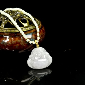 Pendentif en jadéite birmane de qualité naturelle A, <span class=keywords><strong>Bouddha</strong></span> rieur, pendentif en jadéite birmane pour femme (avec NGTC) - Product Image 5