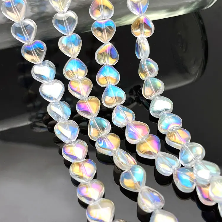 Crystal Heart Glass Stone Chain Colorful K9 Crystal Point Back Fancy Heart Shape Rhinestone Loose Beads For Garments