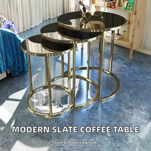 Modern Minimalist Small <b>Coffee</b> <b>Table</b> with Storage Rack Living Room Furniture Slate Top for Living Room and Bedroom - Product Image 2