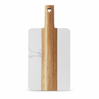Planche à charcuterie en marbre et bois d'acacia avec poignée en forme de cœur, plateau de service rectangulaire pour fromage, pain, fruits
