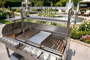 Barbecue a carbonella/legna con design rustico moderno, maniglia a croce Santa Maria, sollevamento manuale a barra rotante per girare il cibo - Product Image 6