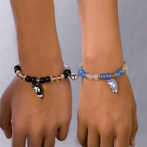 สร้อยข้อมือลูกปัดรูปแมวน่ารัก สไตล์สร้างสรรค์ พร้อมแม่เหล็กดูดติดกัน สร้อยข้อมือคู่รัก สร้อยข้อมือมิตรภาพ ของขวัญสำหรับแฟนสาว - Product Image 3