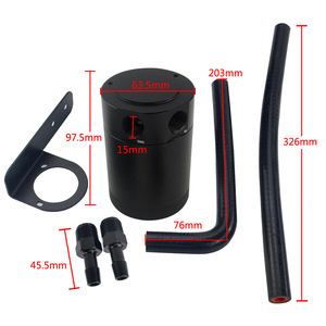 Poyracing Oil Catch Can With <b>Bracket</b> And Hose Kit For Honda Civic 16-17 <b>Black</b> Metal Retrofit Upgrade - Product Image 5