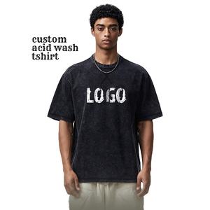 เสื้อยืดผ้าฝ้ายสำหรับผู้ชายพิมพ์ลายกราฟิกสีดำกรดไซส์ใหญ่พิเศษ - Product Image 1