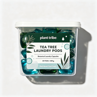 Capsules de lessive hydrosolubles à l'arbre à thé, parfum naturel d'arbre à thé, élimination profonde des taches, tissus frais, perles de parfum longue durée
