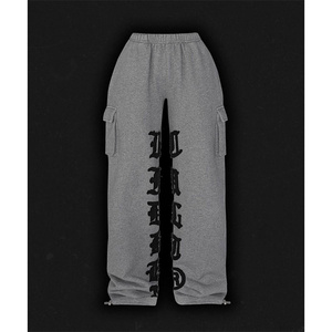 Custom High Quality 100% Cotton Embroidered Patch Logo Jogger Set Unisex Vintage Style Sweatpants and Hoodie <strong>Tracksuit</strong> - Product Image 3