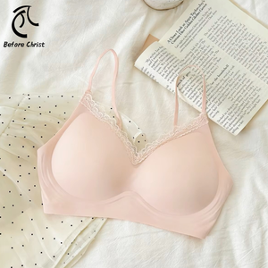 Ropa interior cómoda sin rastro de brotes para mujer, extensor de correa de hombro fino, sujetador grande sin anillos de acero, Bikini de pecho pequeño sólido - Product Image 1