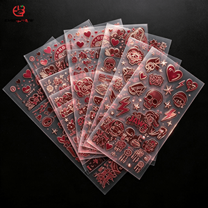 Pegatinas Transparentes Góticas Vintage de Vino Negro Vampiro, Hojas de Calcomanías Impermeables de Murciélago, Calavera, Rosa y Corazón para Caja de Regalo de Estilo Oscuro, Coche y Diario - Product Image 1
