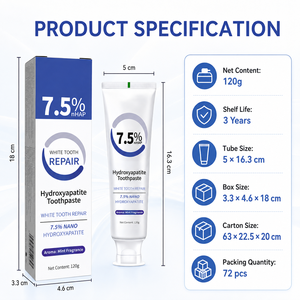Whitening <strong>Toothpaste</strong> OEM ODM 120g 7.5% NHAP Hydroxyapatite <strong>Toothpaste</strong> for Enamel Repair Stain Removal Mint Breath Oral Care Gel - Product Image 6