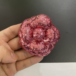 10x1 Flor de tela grande de 6.6cm con purpurina, tipo camelia, para corsage con pasador de cabeza, pequeña, perfumada, accesorio de moda formal para ropa - Product Image 1