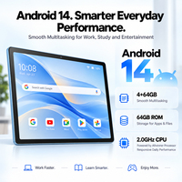 Tablette PC Android 14 10,1 pouces Allwinner A523 Octa Core 4+64 Go 1280x800 IPS Écran tactile WiFi pour les entreprises et le bureau