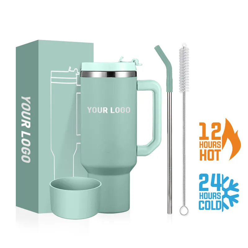 40oz classic design vacuum bulk price wholesale stainless steel double wall tumbler with straw and handle