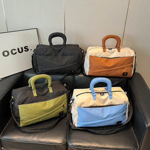 New Color Block Travel <b>Duffel</b> <b>Bag</b> Soft Cotton Handbag Casual Shoulder Gym <b>Bag</b> Multifunctional Storage <b>Bag</b> for Business Hiking - Product Image 1