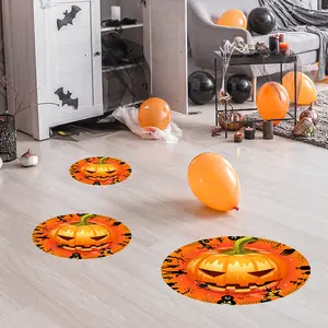 lvfan HW001 new Halloween round floor stickers pumpkin head emoji party holiday decoration