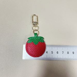 Genuine Leather Light Keychain Cute Tomato & Orange Fruit Pendant Wedding Gift <b>Bag</b> <b>Charm</b> - Product Image 5