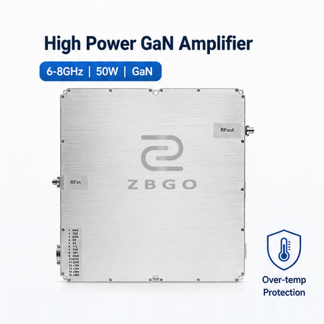 50W 6-8GHz Microwave Power Amplifier Module, 47dB Gain Flatness
