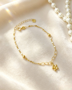 Pulsera <span class=keywords><strong>de</strong></span> Oro Sólido 18K con Dije <span class=keywords><strong>de</strong></span> Flor, Cadena Ajustable <span class=keywords><strong>de</strong></span> 18CM con Sello AU750, Joyería Fina para Uso Diario para Mujer - Product Image 4