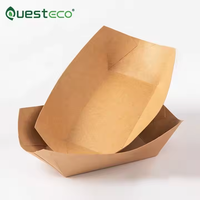 Personnalisé vente en gros 2 LB jetable kraft street snack food frites hotdog viande bâton kraft papier à emporter boîte rapide bateau plateau