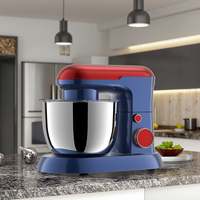 Batteur sur socle électrique bicolore multifonctionnel en acier inoxydable 4L avec bol mélangeur pour usage domestique et commercial