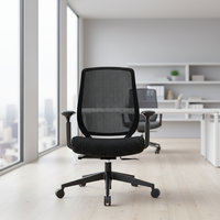 Chaise de bureau ergonomique avec soutien lombaire, hauteur réglable et accoudoirs en tissu maillé