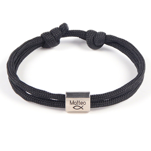 Pulsera <span class=keywords><strong>de</strong></span> Cordón Trenzado <span class=keywords><strong>de</strong></span> Acero Inoxidable 316L, Grabado Personalizado con Nombre, Diseño <span class=keywords><strong>de</strong></span> Pez Religioso, Macramé Ajustable, Joyería <span class=keywords><strong>para</strong></span> <span class=keywords><strong>Hombre</strong></span> y Mujer, Venta al Por Mayor OEM - Product Image 3
