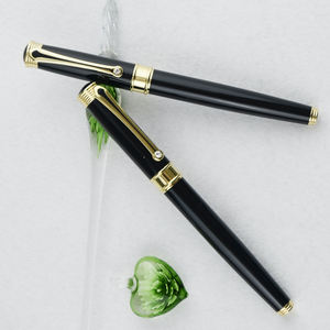 Suministros de papelería GemFully, compra cosas en línea, pluma estilográfica de lujo de metal negro Premium con gemas - Product Image 1